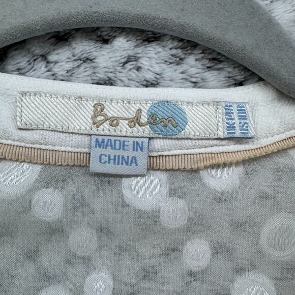 Boden Top Womens US10R Ivory Viscose Sheer Shoulders Long Sleeves Button Front - Picture 2 of 16